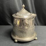 Boite à thé, biscuits en métal argenté, Maroc XXème