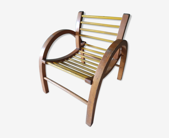 Fauteuil bois courbé enfant Baumann vintage 50 60 style art décor