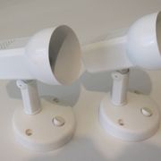 Suite of 2 white lacquered metal wall spotlights Massive edition, Belgium 1970-1980