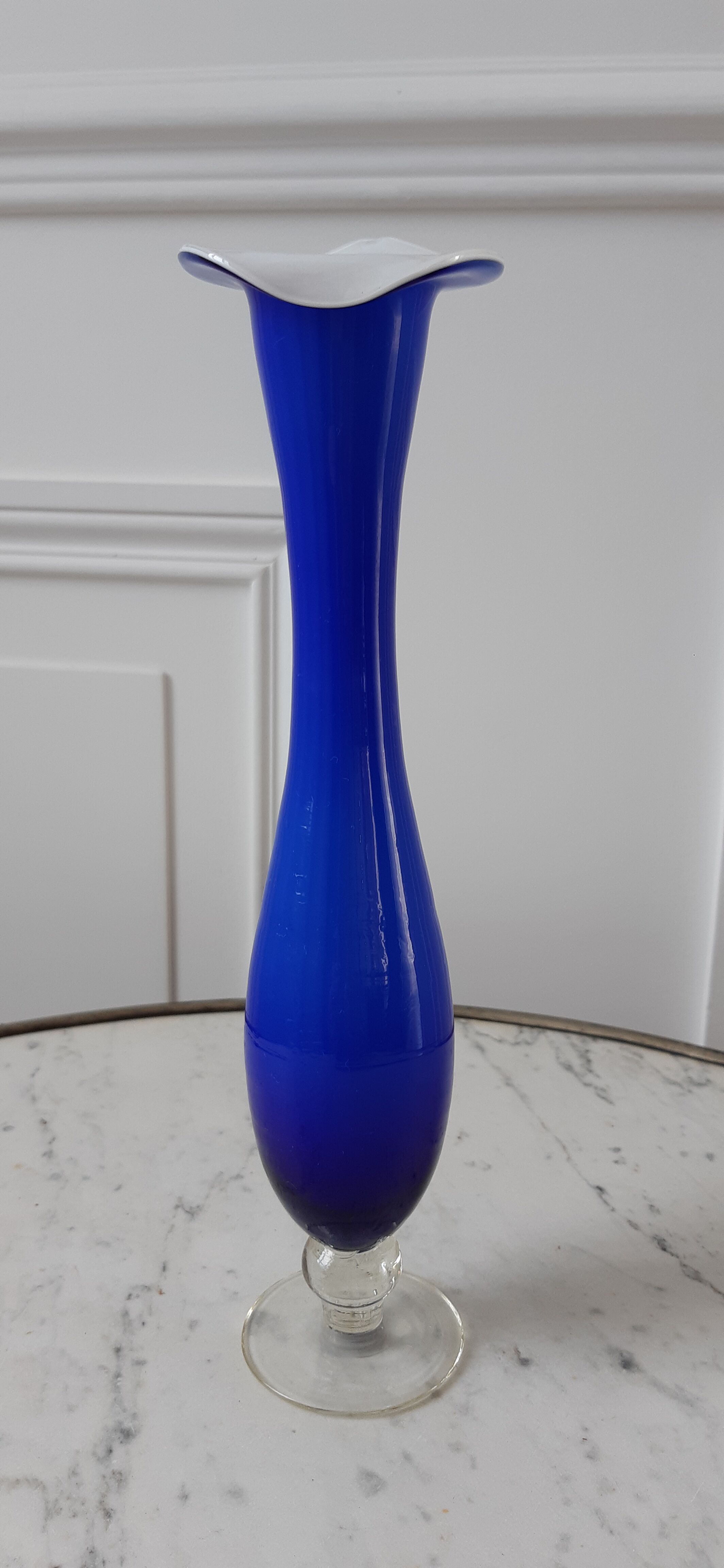 Electric blue opaline vase Klein 30s-40s