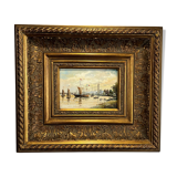 PAINTING / OIL ON CANVAS SIGNED " F.NICOLI " (THE PORT) VERY WELL FRAMED