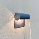 Light blue perforated metal suspension by Abo Randers, Danish postmodern, 1980s.