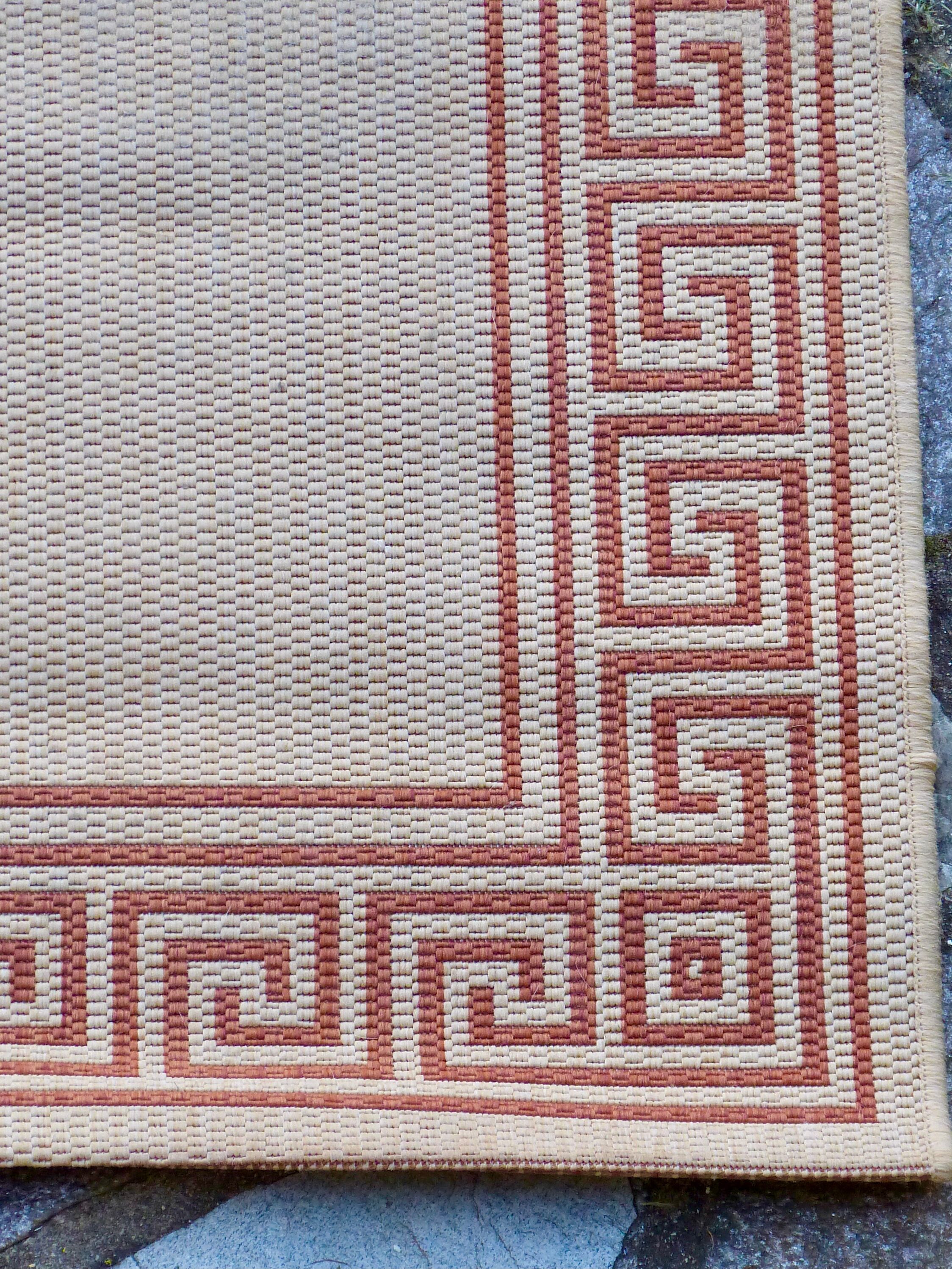 Beige jute and terracotta rug - 168x118cm