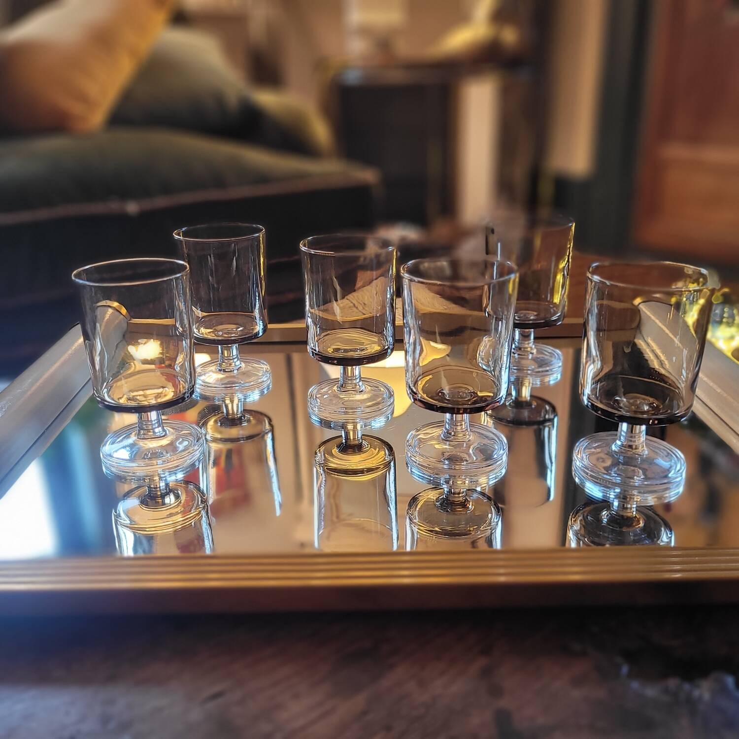 Smoked stemmed glasses – 1970s