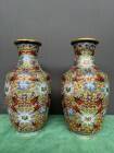 Pair of Chinese bronze vases decorated with cloisonné enamel.