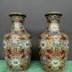 Pair of Chinese bronze vases decorated with cloisonné enamel.