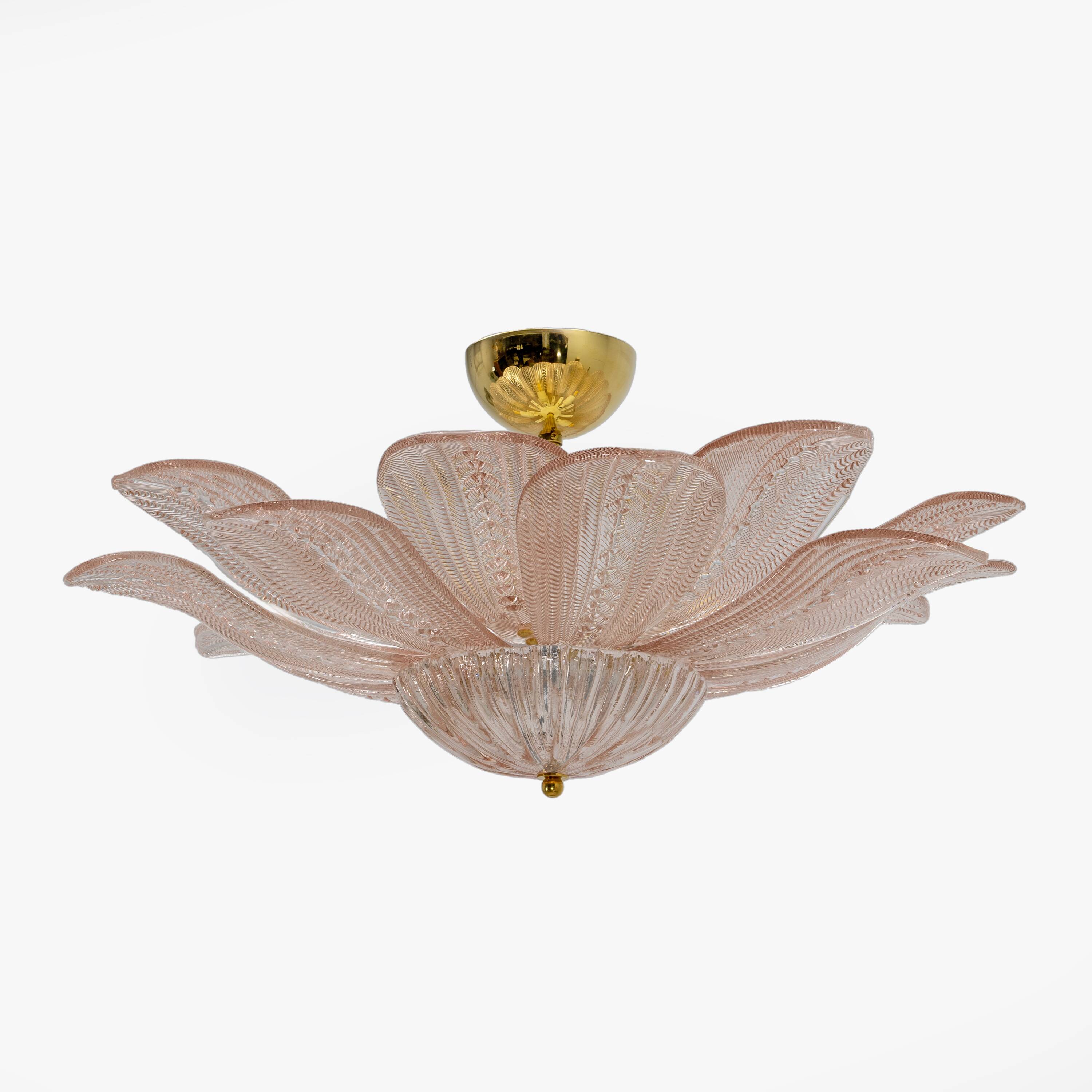 Mid-Century Modern “Margherita Rosa” Murano Glass Ceiling Light