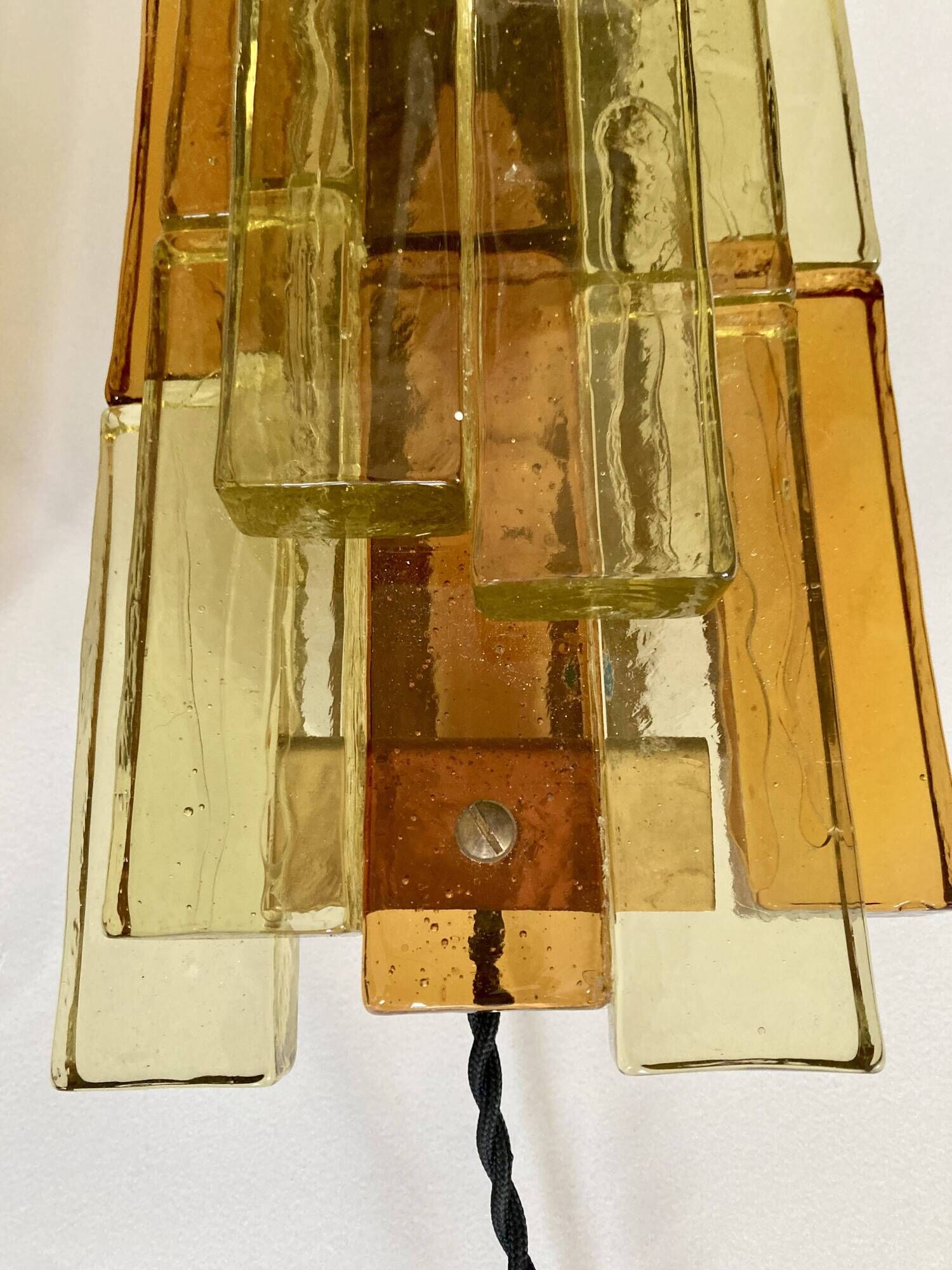 Pair of pressed glass sconces by Svend Aage Holm Sorensen (Denmark 1960)