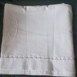 Old hand-embroidered linen sheet