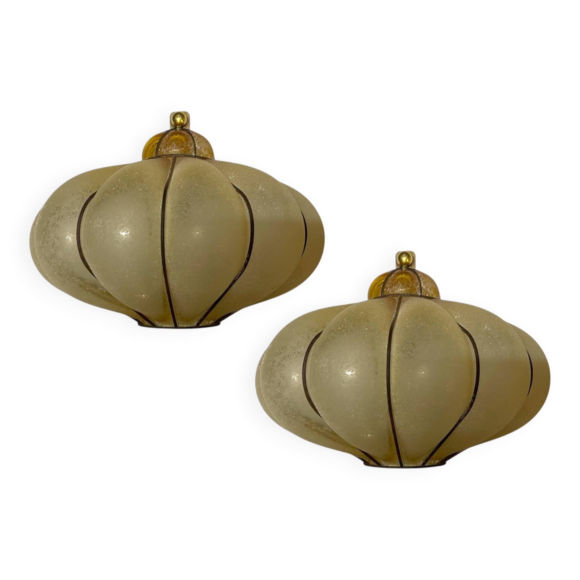 Wrought Iron & Murano Glass Wall Sconces, Italy, 1960s, Set of 2 