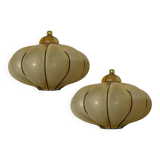 Wrought Iron & Murano Glass Wall Sconces, Italy, 1960s, Set of 2 