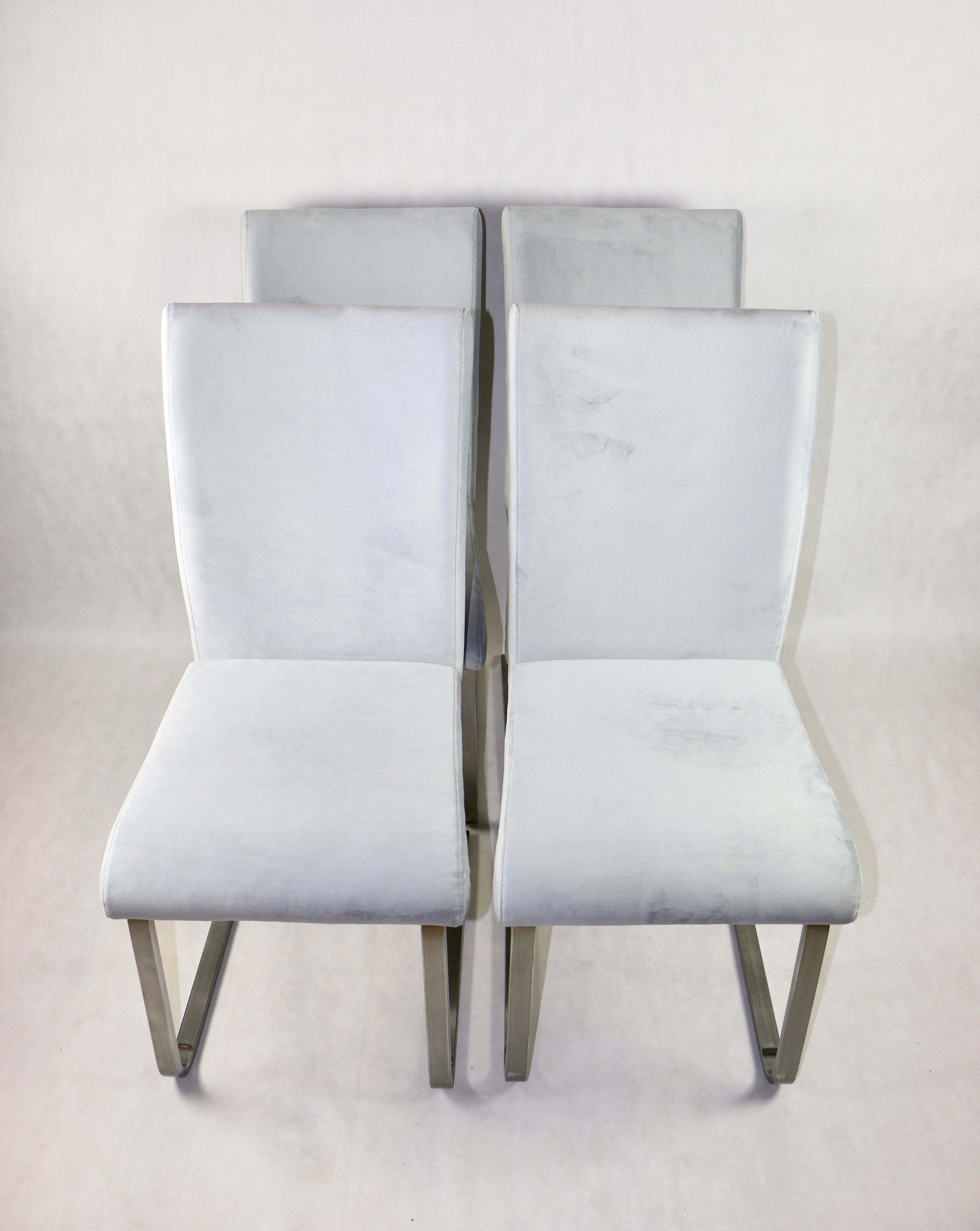 Grey Chairs on aluminium legs fully restored, Set of 4