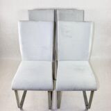 Grey Chairs on aluminium legs fully restored, Set of 4