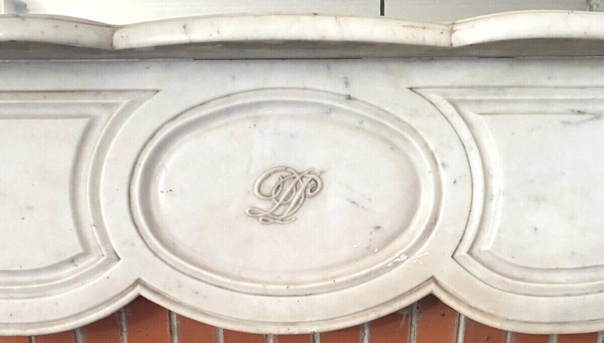 Louis XV style fireplace Model Pompadour White Carrara marble 20th century