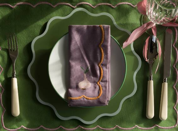 White and green placemat