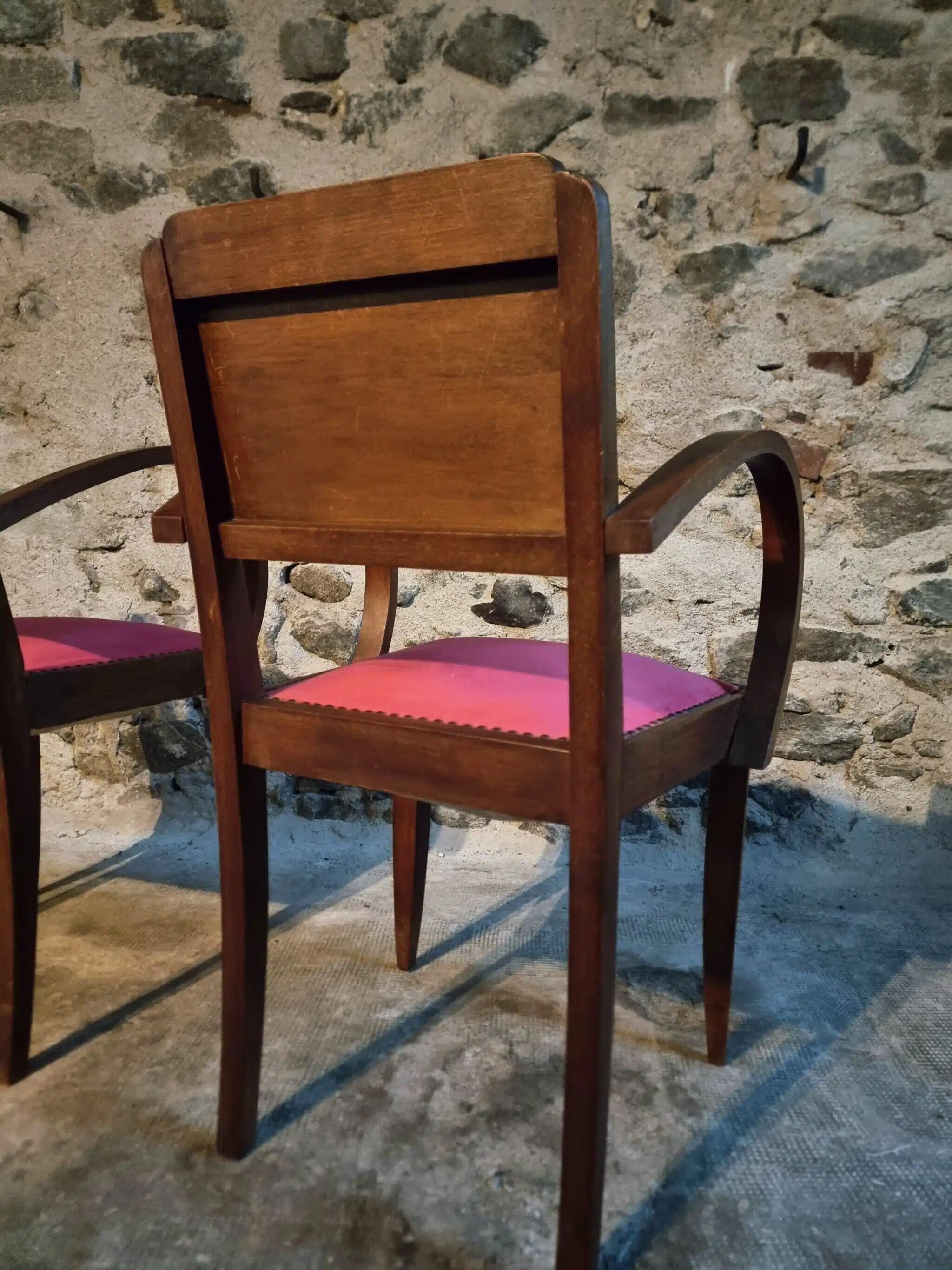Pair of French Art Deco armchairs in beech, 1930s