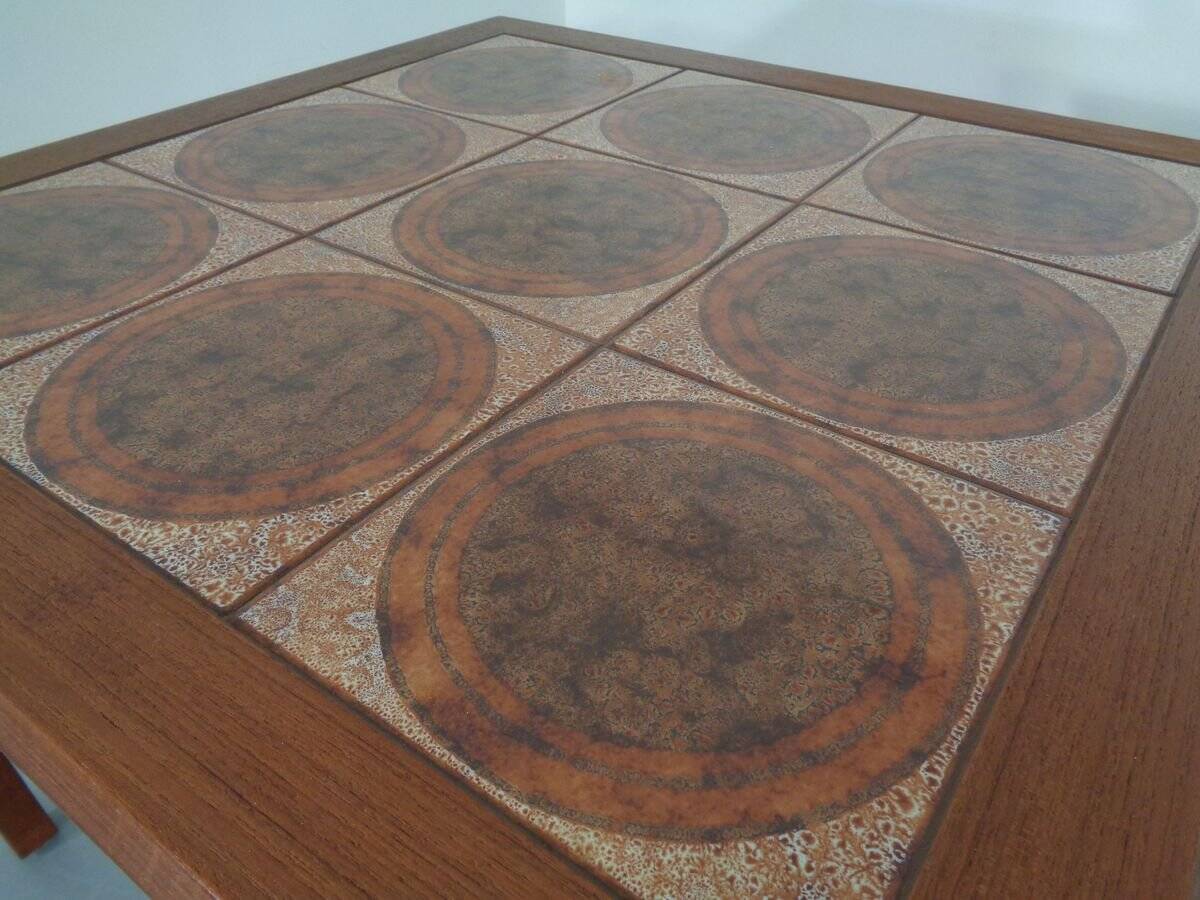 Danish ceramic and teak coffee table, 1960s