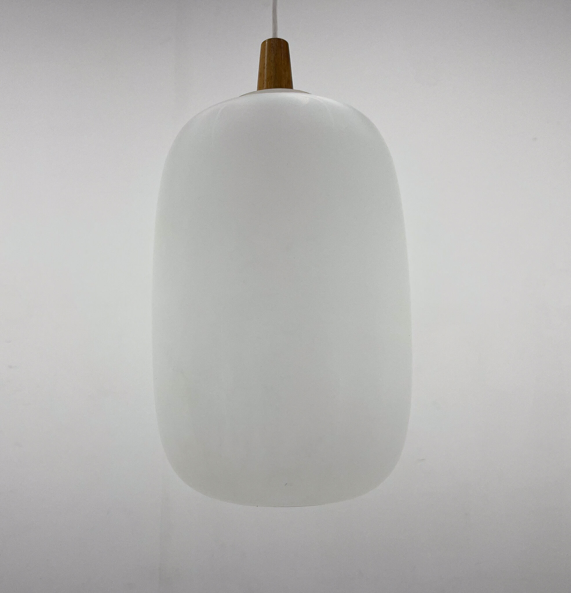 1960s Wood and Glass Pendant Light by ULUV, Czechoslovakia, Marked by Manufacturer