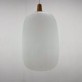 1960s Wood and Glass Pendant Light by ULUV, Czechoslovakia, Marked by Manufacturer