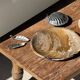 Ashtray, circular dish or plate in grey-orange petrified wood D25.5