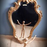 Old golden mirror with leaf   43x70cm
