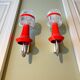 Pair Red Mid Century Modern wall lamps