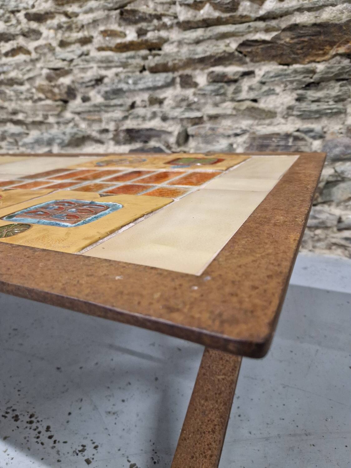 Ceramic and metal coffee table from the 60s Vallauris style