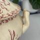 Red earthenware soup tureen, Gien factory, honeysuckle model.