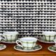 5 cups and saucers vichy 1950