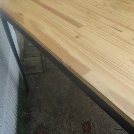 Industrial wood and metal farm table