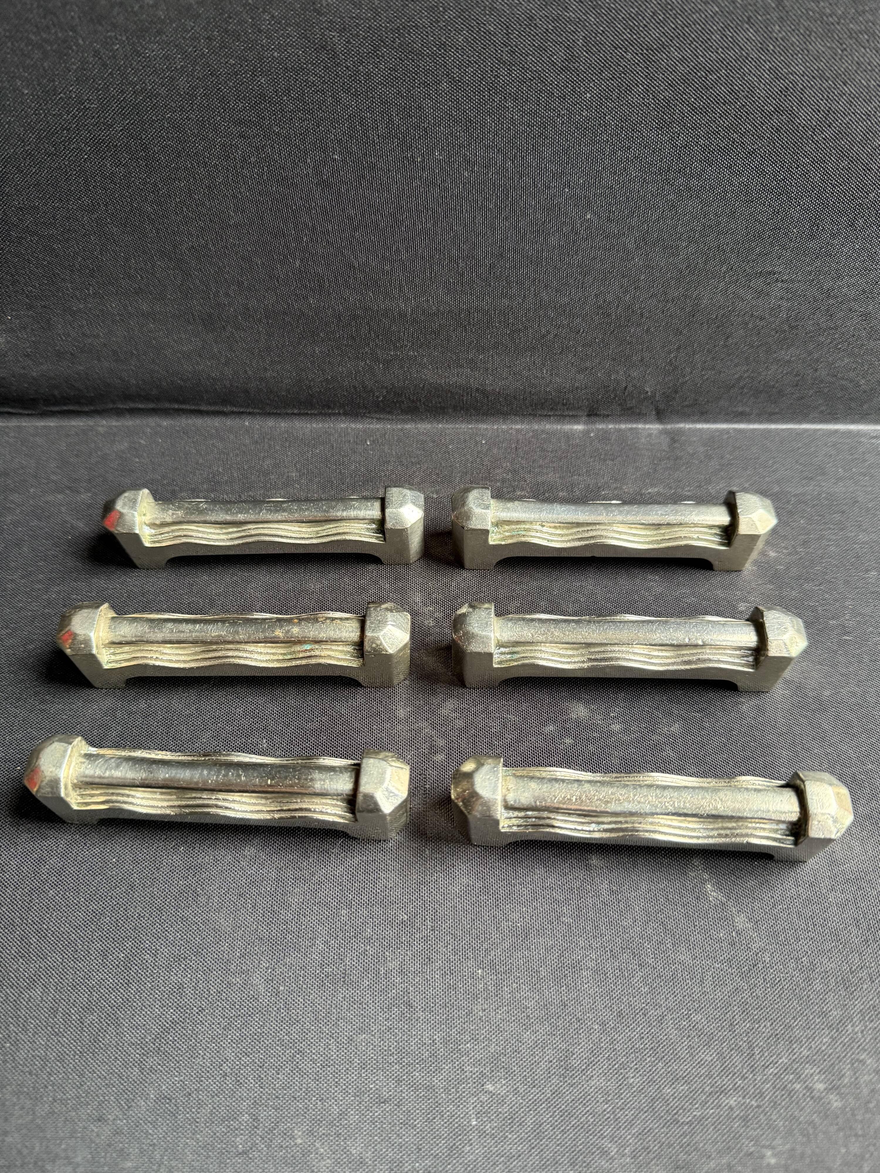 6 Knife rests – Silver-plated bronze – Art deco