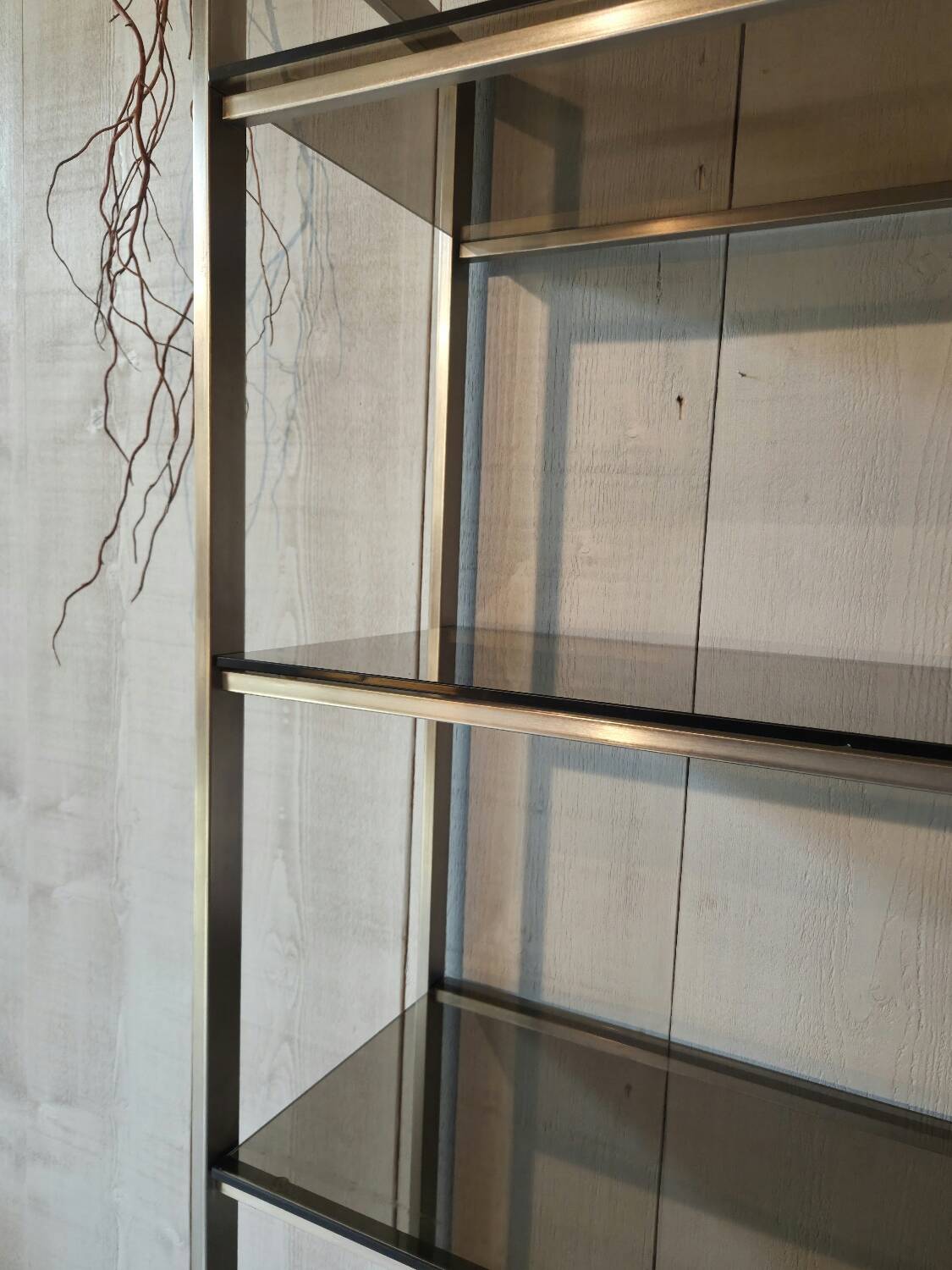 Stainless steel and smoked glass shelf