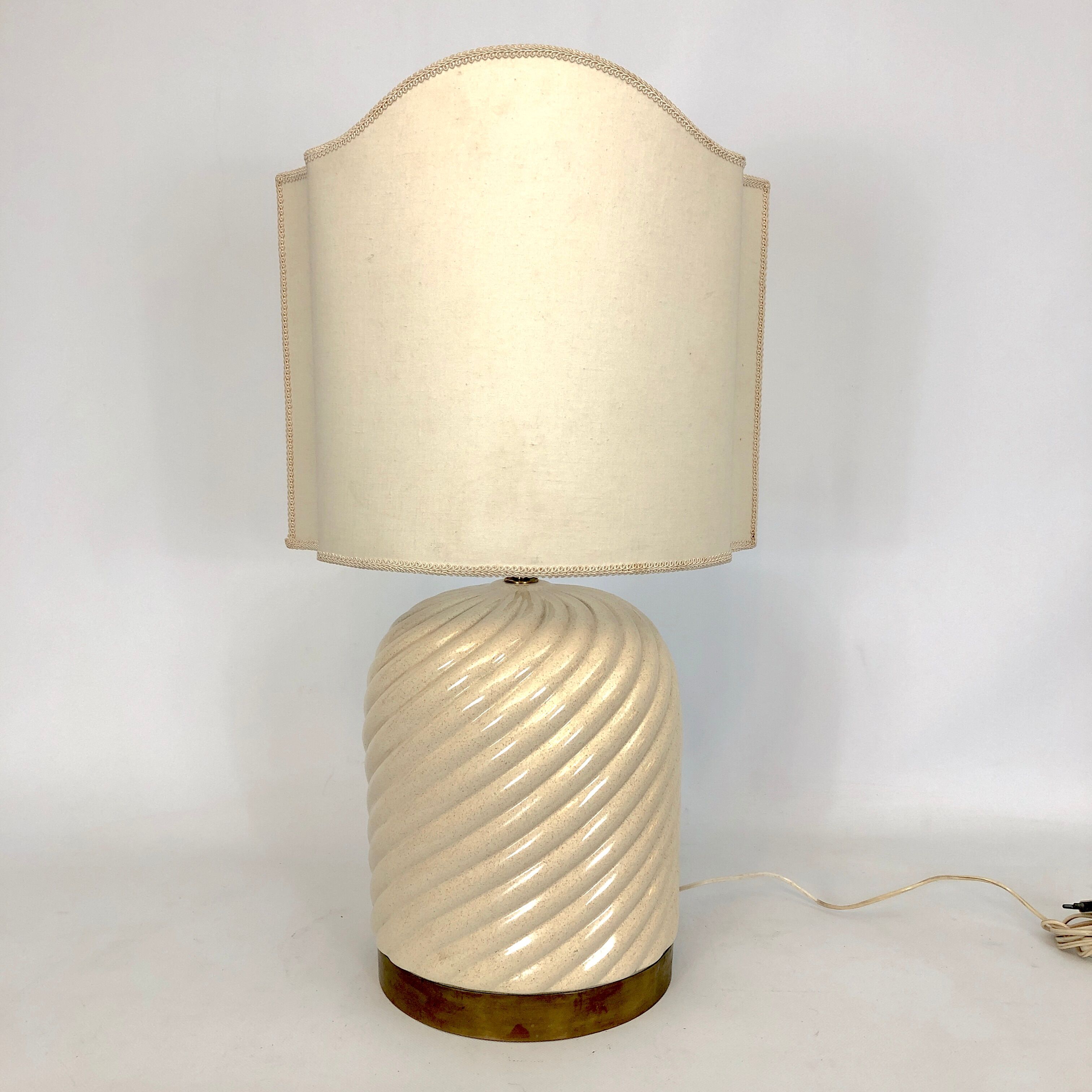 Ceramic and Brass Table Lamp by Tommaso Barbi, 1970s