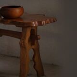 Mid-century Scandinavian coffee table made of solid elm wood, wabi-sabi style, 1960s.