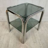 Vintage chrome sofa tip and smoked glass
