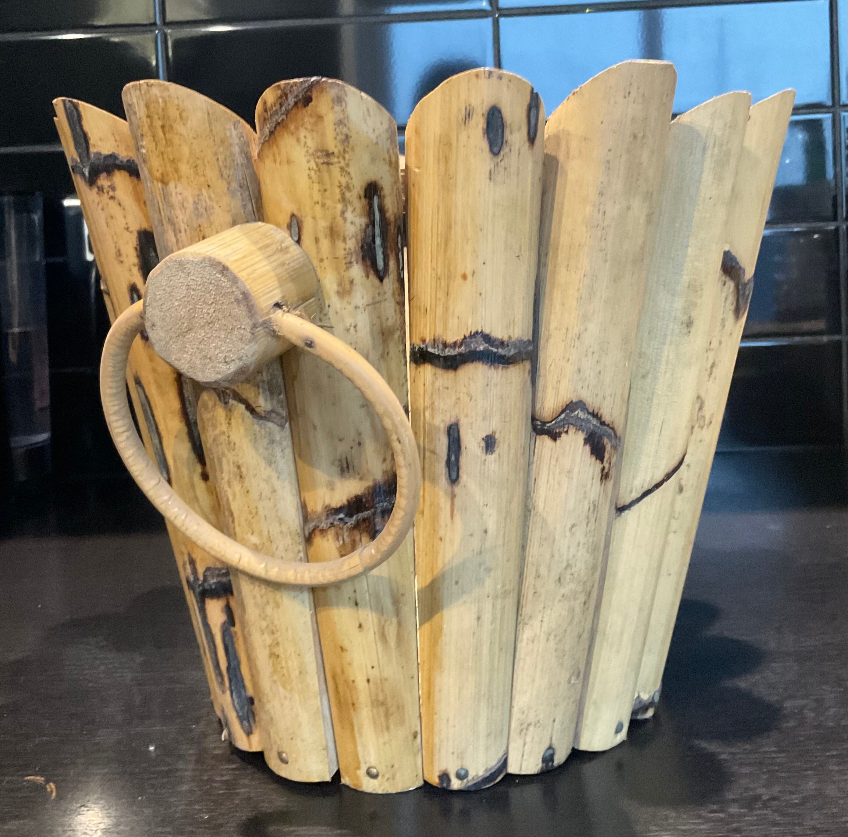 Vintage rattan pot cover D32cm