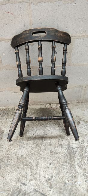 Series of 4 bistro western chairs solid wood black patina