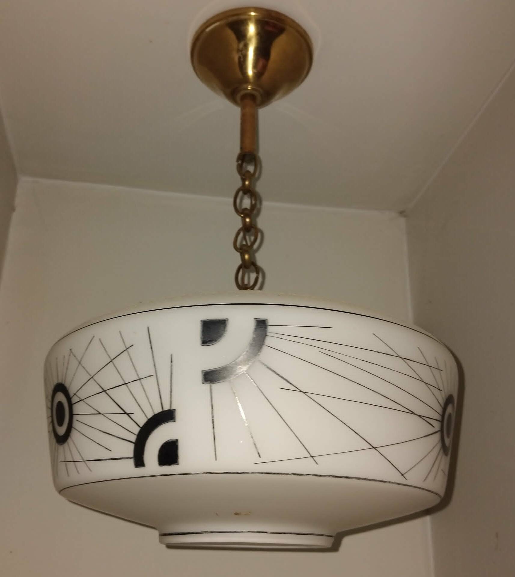 Suspension opaline décorée années 50/60