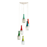 Large waterfall suspension chandelier 6 colors painted metal and glass globes seventies design LAMP-7119