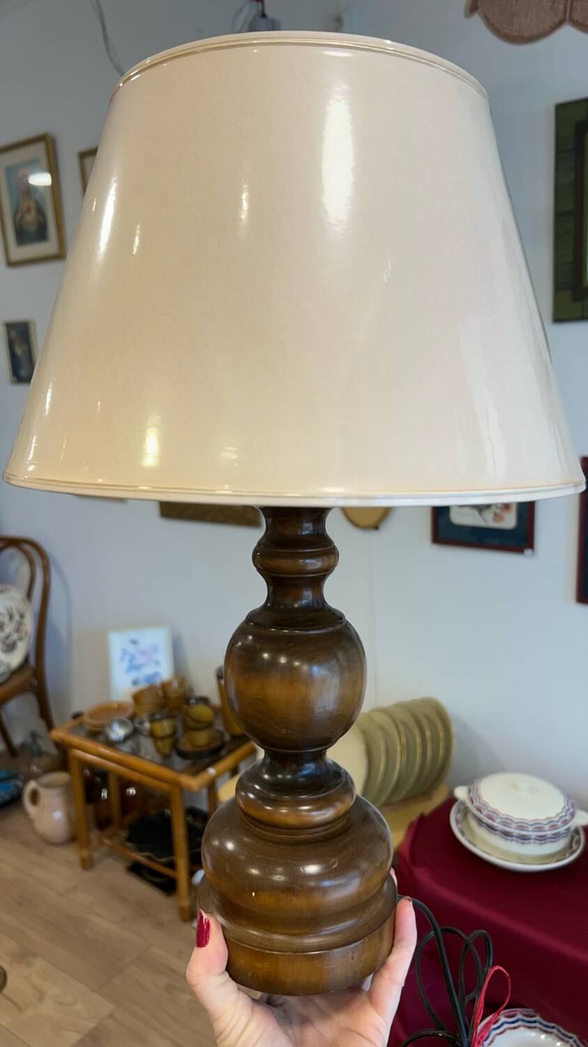 Pied de lampe bois tourné