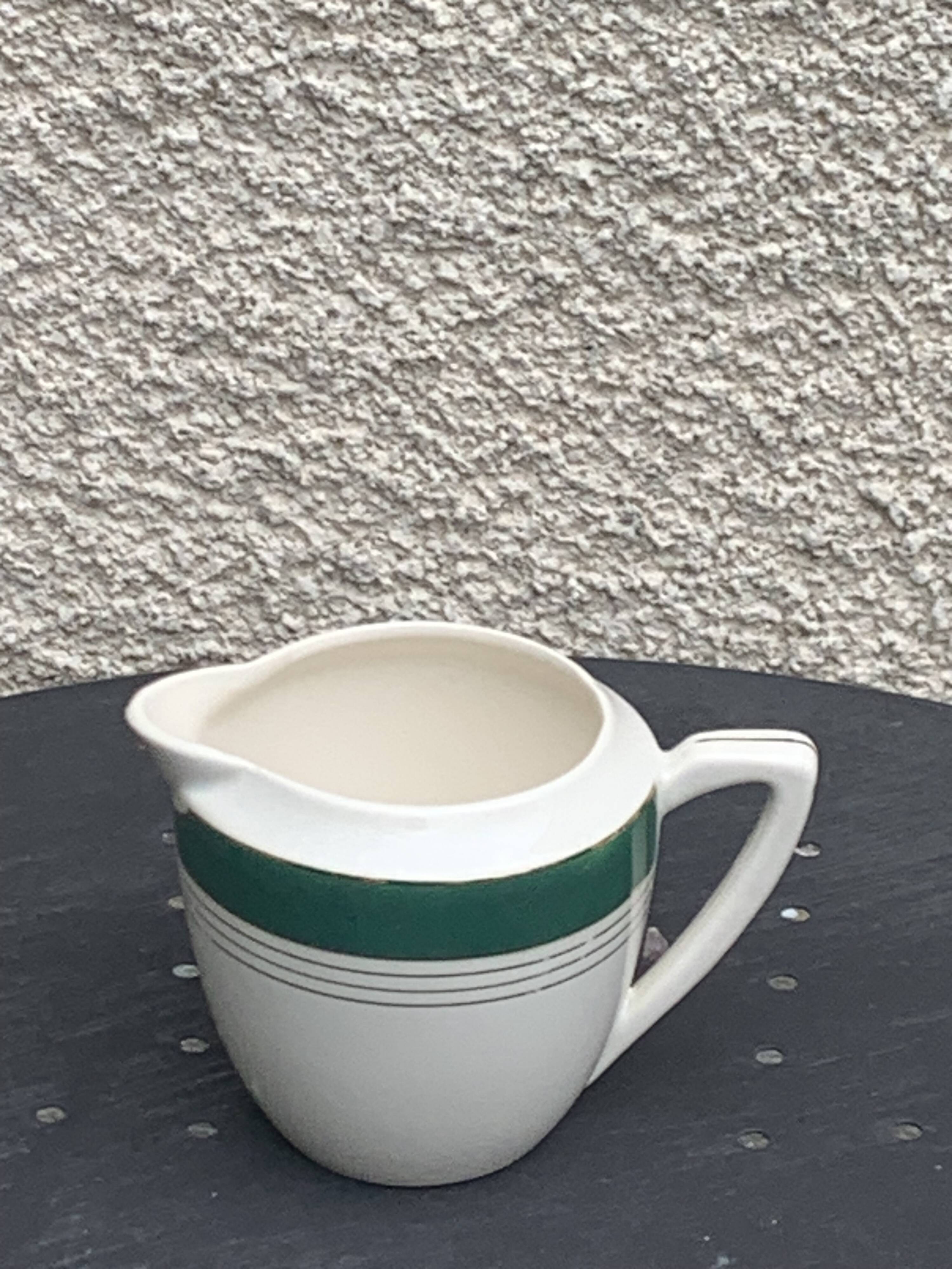 Coffee maker, milk jug and sugar bowl, Lumière, Digoin and Sarreguemines models