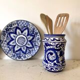 Small amphora vase in old hand-painted ceramic