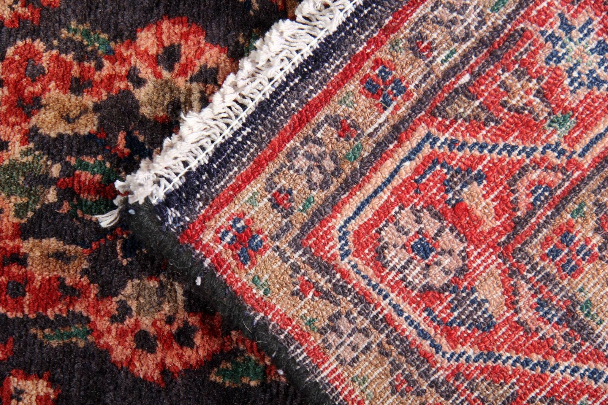Long Vintage Oriental Runner Rug, Herati Wool Handwoven Hallway Carpet, 85 x 365