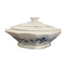 Octagonal soup, white background with blue flowers, 1960s