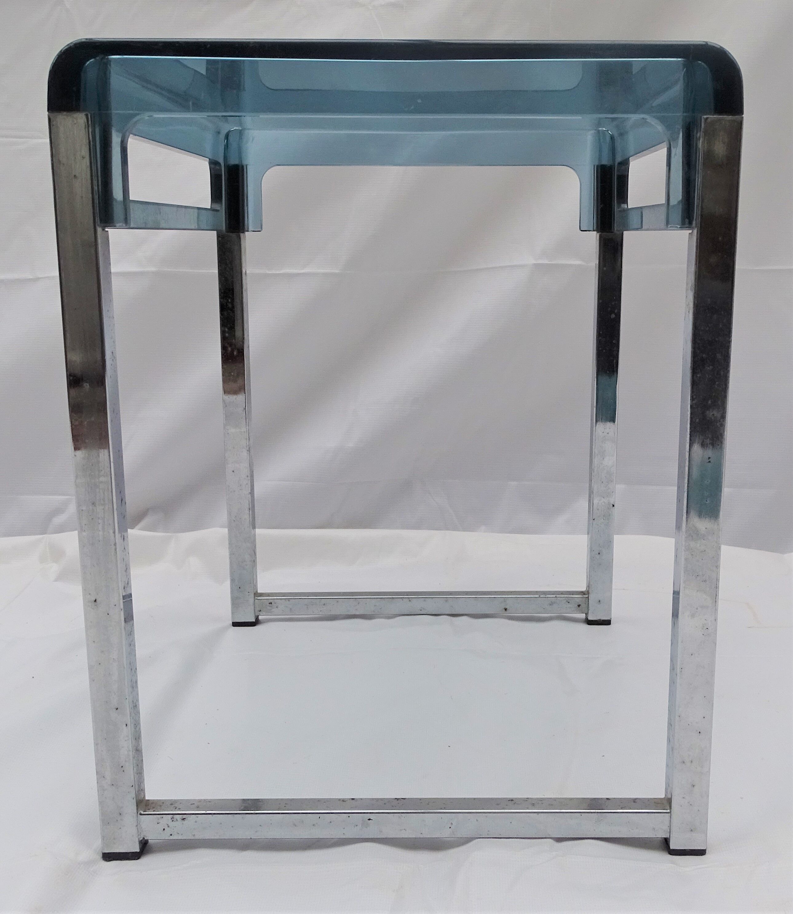 Transparent grey blue vintage side table