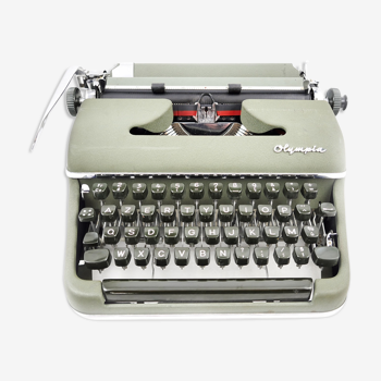 Machine à écrire Olympia SM3 verte vintage révisé avec ruban neuf 1954