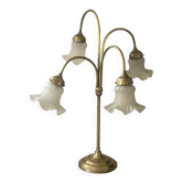 Lampe en laiton vintage à 4 lumières