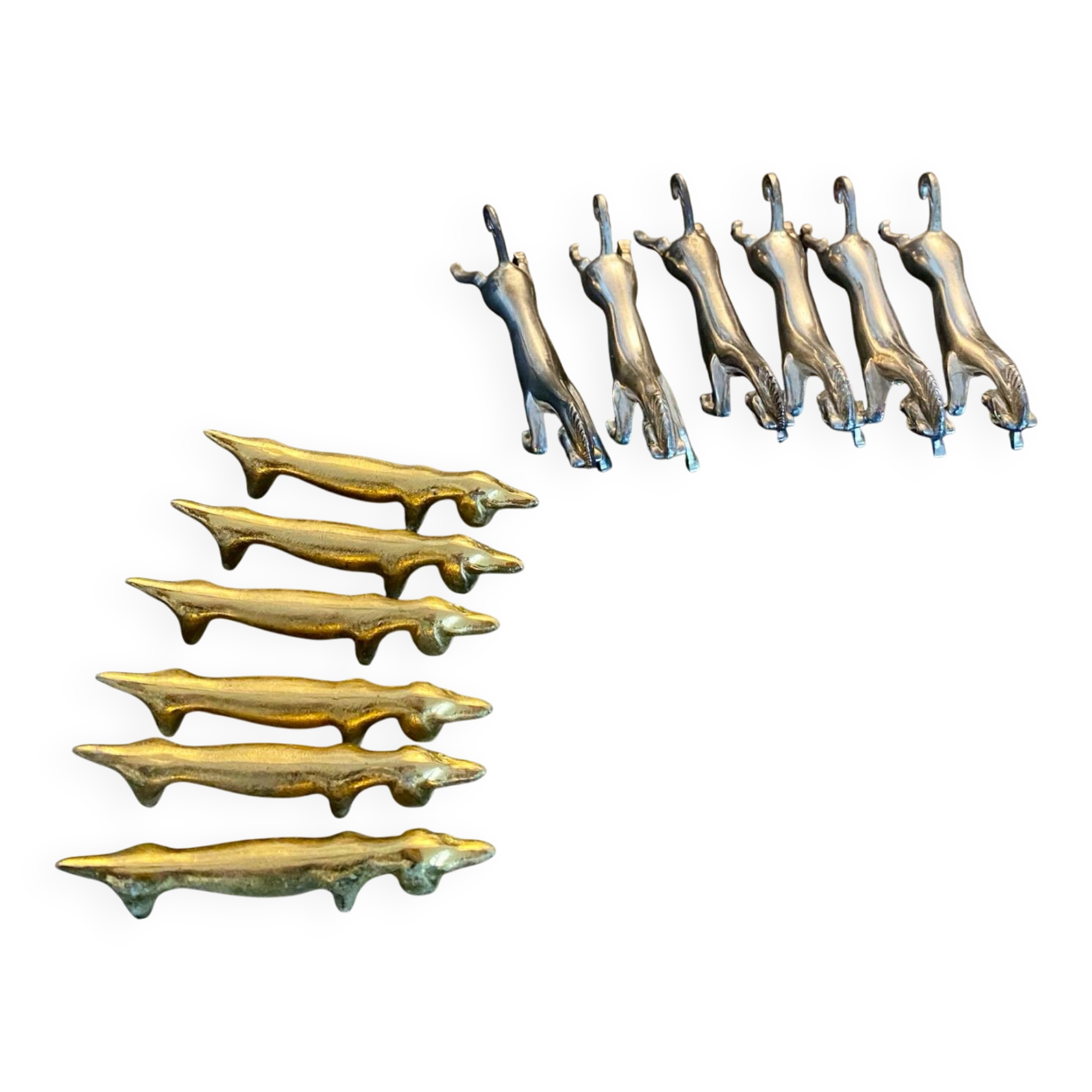 1 Set of 2 boxes of 6 dog and horse shaped knife holders