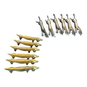 1 Set of 2 boxes of 6 dog and horse shaped knife holders
