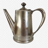 Antique Art Deco coffee pot in silvered white metal, circa 1930. Beautiful.